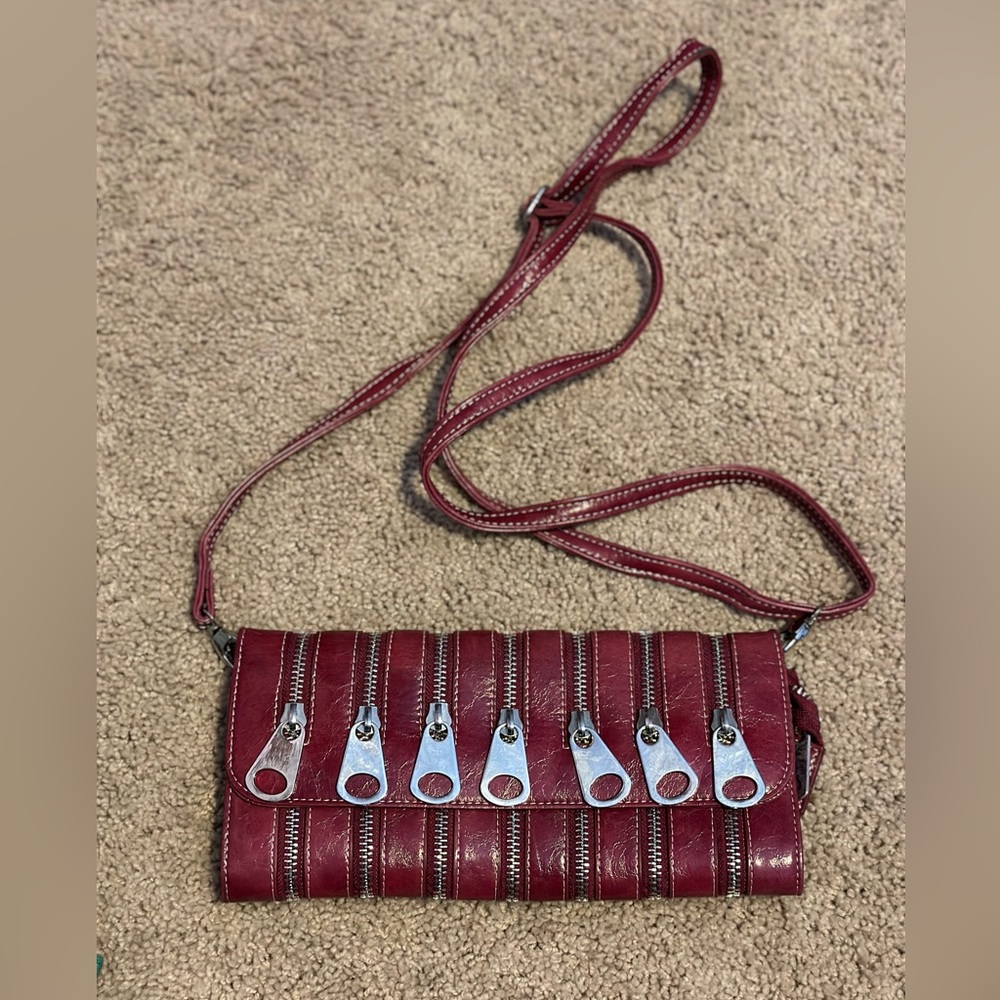 Faux leather purse with zipper detailing